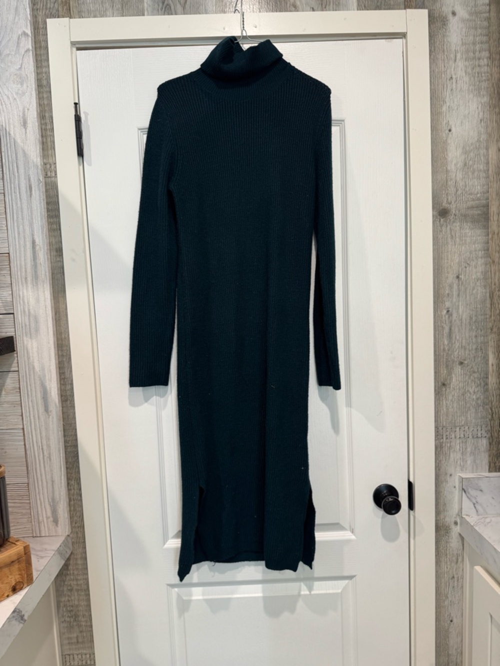 Lulu's Dark Green Ribbed Turtleneck Midi Dress - Picture 2 of 3